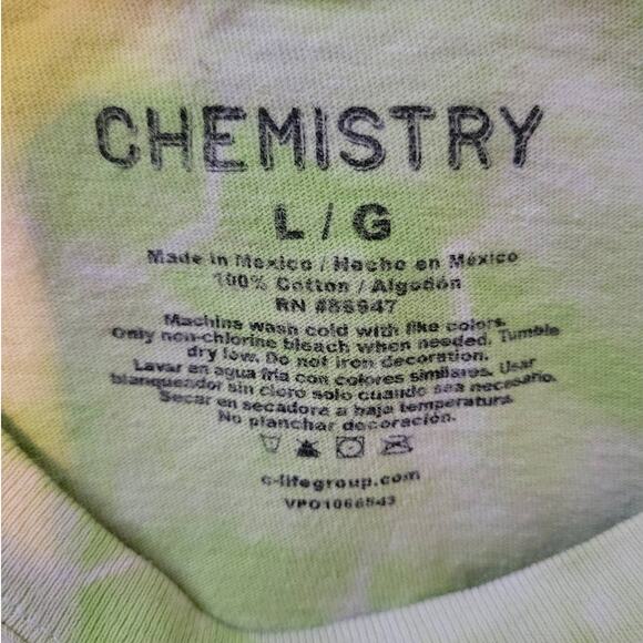 Chemistry Green & White Tie Dye NASA Short Sleeve Crop Graphic Tee - Picture 3 of 3